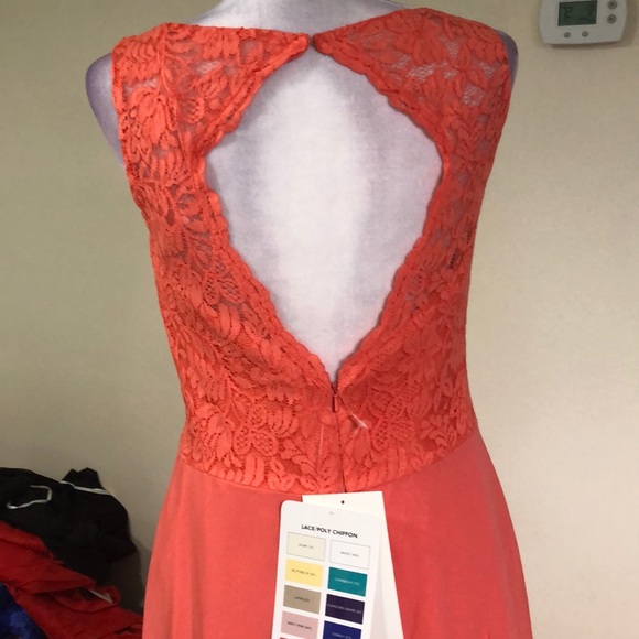 Grapefruit lace and chiffon knee length - Picture 11 of 12